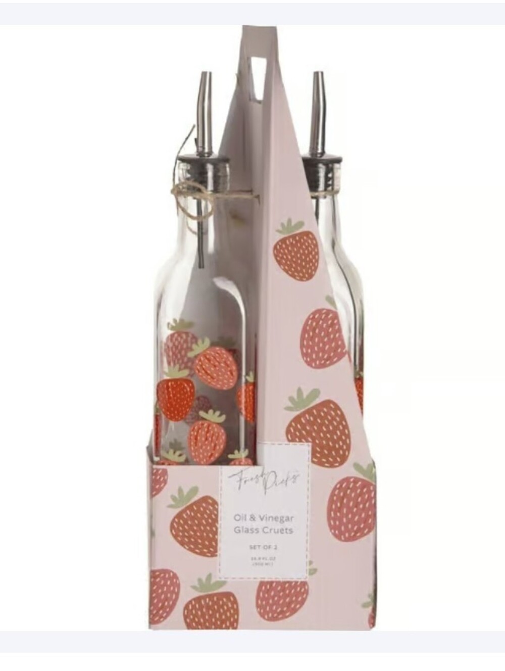 Strawberries 🍓 17oz Oil & Vinegar Bottle 2 Bottle Set NEW